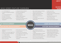 WHG-SERIES FEATURE OVERVIEW