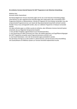 Ein einfaches Versions-Kontroll-System f&uuml;r SAS