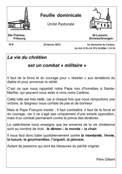 Feuille dominicale La vie du chr&eacute;tien est un
