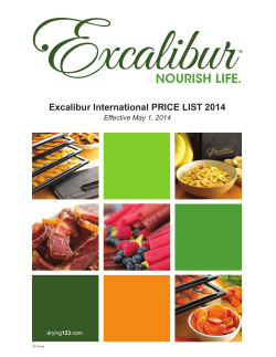 Excalibur International PRICE LIST 2014