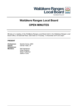 Waitākere Ranges Local Board OPEN MINUTES
