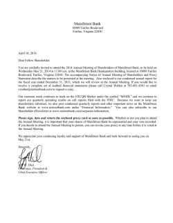 Proxy Statement - MainStreet Bank