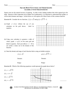 Square Root Functions and Their Graphs
