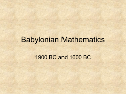 Lecture 5 -- Babylonian Mathematics