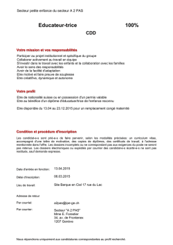 EDUCATEUR-TRICE 100% - Secteur A2Pas