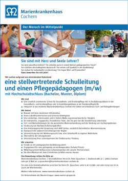 eine stellvertretende Schulleitung und einen Pflegep&auml;dagogen (m/w)