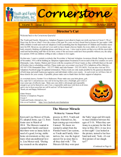 October 2014 Newsletter - Youth and Family Alternatives Inc.