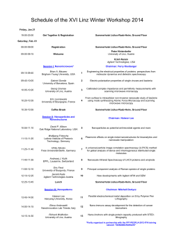 Schedule of the XVI Linz Winter Workshop 2014