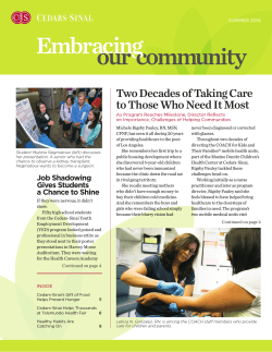 Two Decades of Taking Care to Those Who Need It - Cedars