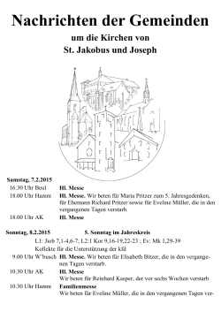 Gemeindenachrichten - Katholische Kirchengemeinde St. Jakobus
