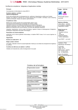 IRSM - Informatique Réseaux Systèmes Multimédias - 2014