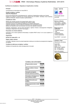 IRSM - Informatique R&eacute;seaux Syst&egrave;mes Multim&eacute;dias - 2014