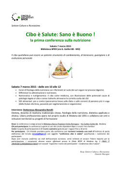 Il cibo &egrave; salute - conferenza