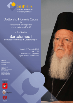 Locandina Dottorato Honoris Causa - Bartolomeo I