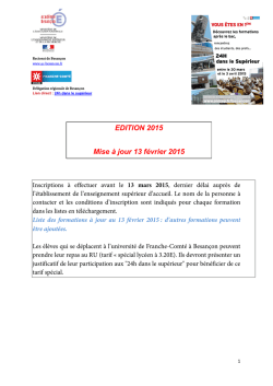 EDITION 2015 Mise &agrave; jour 13 f&eacute;vrier 2015