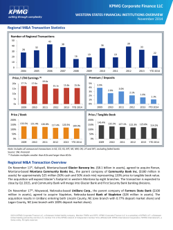 Financial Institutions, Western States Market Report November 2014