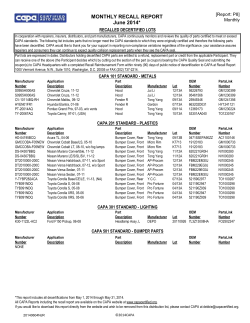 MONTHLY RECALL REPORT June 2014*