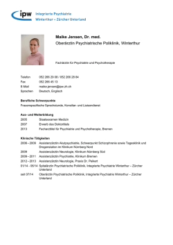 Maike Jensen, Dr. med. Oberärztin Psychiatrische Poliklinik