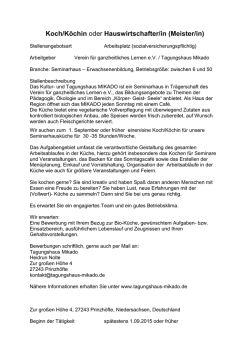 Koch/Köchin oder Hauswirtschafter/in (Meister/in)