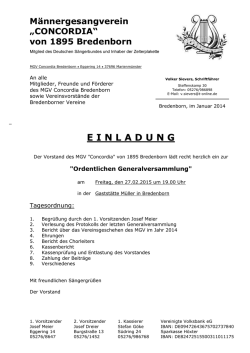 Einladung zur Generalversammlung des MGV Concordia am 27.02.15