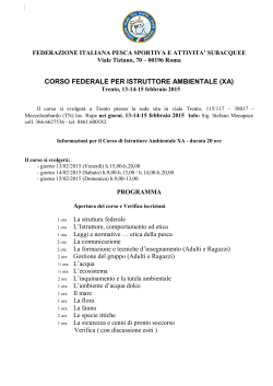 CORSO FEDERALE PER ISTRUTTORE AMBIENTALE (XA)
