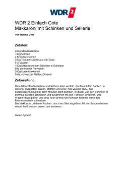 WDR 2 Einfach Gote - Makkaroni mit Schinken und Sellerie (PDF