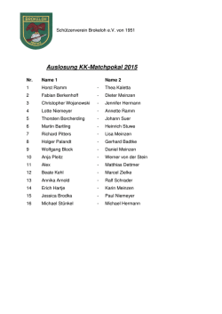 Auslosung KK-Matchpokal 2015
