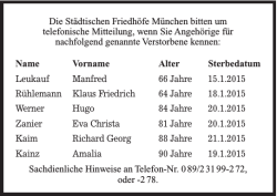 Die St&auml;dtischen Friedh&ouml;fe M&uuml;nchen bitten um telefonische