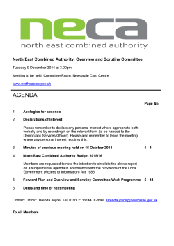 9th Dec 2014 - North East Combined Authority