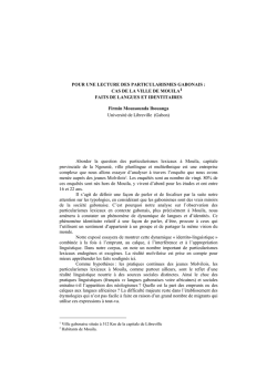 POUR UNE LECTURE DES PARTICULARISMES GABONAIS : CAS
