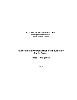 Toxic Substance Reduction Plan Summary Public Report, Phase 1
