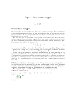 Topic 3: Propositions as types