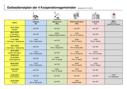 Gottesdienstplan der 4 Kooperationsgemeinden