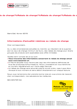 Informations d`actualit&eacute; relatives au rabais de - ISO