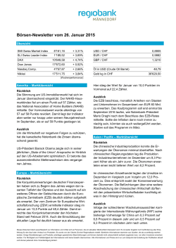 Börsen-Newsletter vom 26. Januar 2015