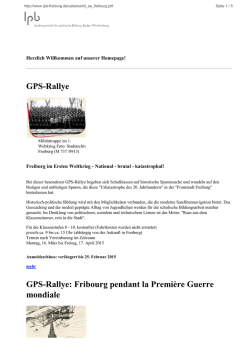 GPS-Rallye GPS-Rallye: Fribourg pendant la Premi&egrave;re Guerre