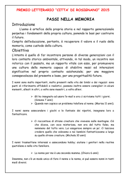 PASSI NELLA MEMORIA Introduzione Obiettivo