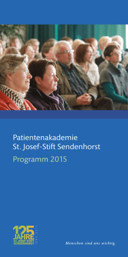 Patientenakademie St. Josef-Stift Sendenhorst Programm 2015