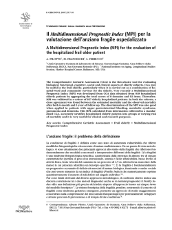 Il Multidimensional Prognostic Index (MPI) per la valutazione