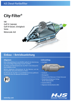 Einbau- / Betriebsanleitung City-Filter&reg; &bull; VW Golf IV Cabriolet, Golf