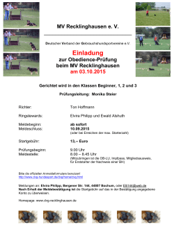 Einladung zur Obedience-Prüfung beim MV Recklinghausen am