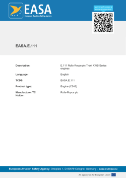 E.111 Rolls-Royce plc Trent XWB Series engines - EASA