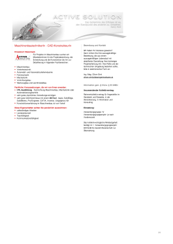 Jobbeschreibung - ACTIVE SOLUTION Ingenieurb&uuml;ro AG, Maschinenbau