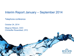 Interim Report January &ndash; September