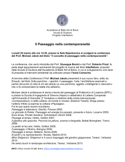 Il Paesaggio nella contemporaneit&agrave;