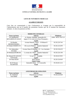 liste medecins DEF Agadir - Consulats g&eacute;n&eacute;raux de France