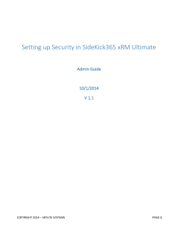 Setting up Security in SideKick365 xRM Ultimate