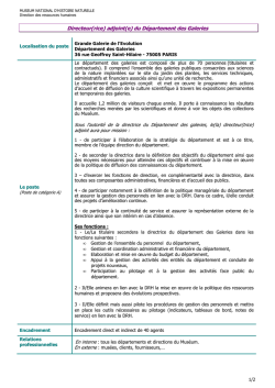 Directeur(rice) adjoint(e) du D&eacute;partement des Galeries