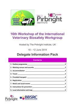 16th Workshop of the International Veterinary Biosafety Workgroup