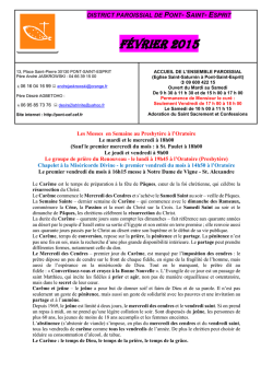 F&eacute;vrier 2015 - Ensemble Paroissial de Pont-Saint